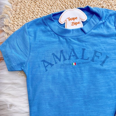 Conj. Camiseta Amalfi Dall'Italia e Bermuda Moletinho - Azul e Areia